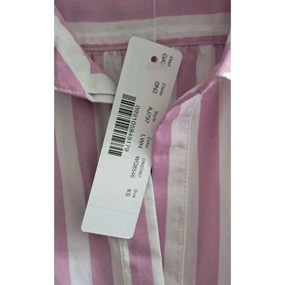NWT J. Crew Top Women's Pink White Collared Popover Tunic Striped‎ Preppy Work - Picture 8 of 13